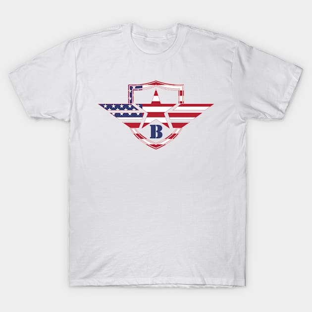 Letter B American Flag Monogram Initial T-Shirt by A Zee Marketing